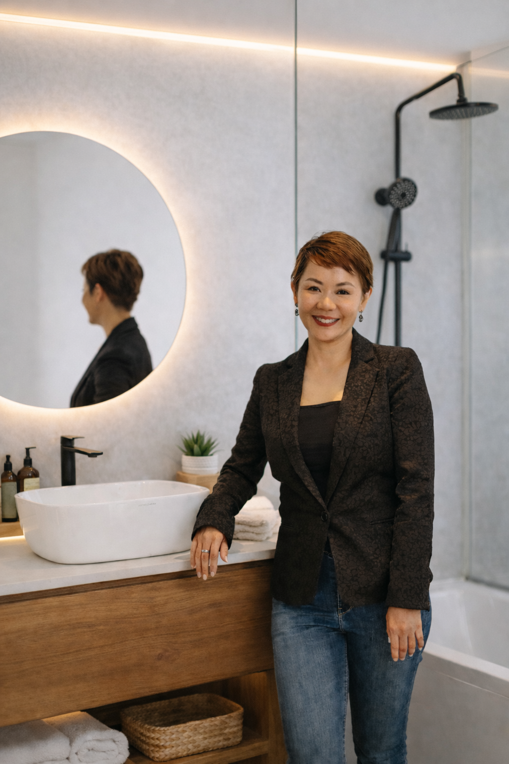 Ee Ling, Founder of HERA Bathroom, in the HERA showroom Singapore
